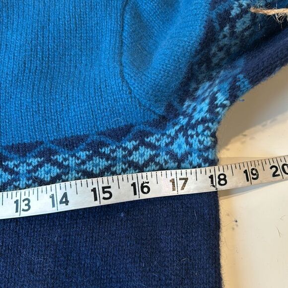 Eddie Bauer blue Nordic 100% wool turtleneck sweater size medium - Picture 6 of 9